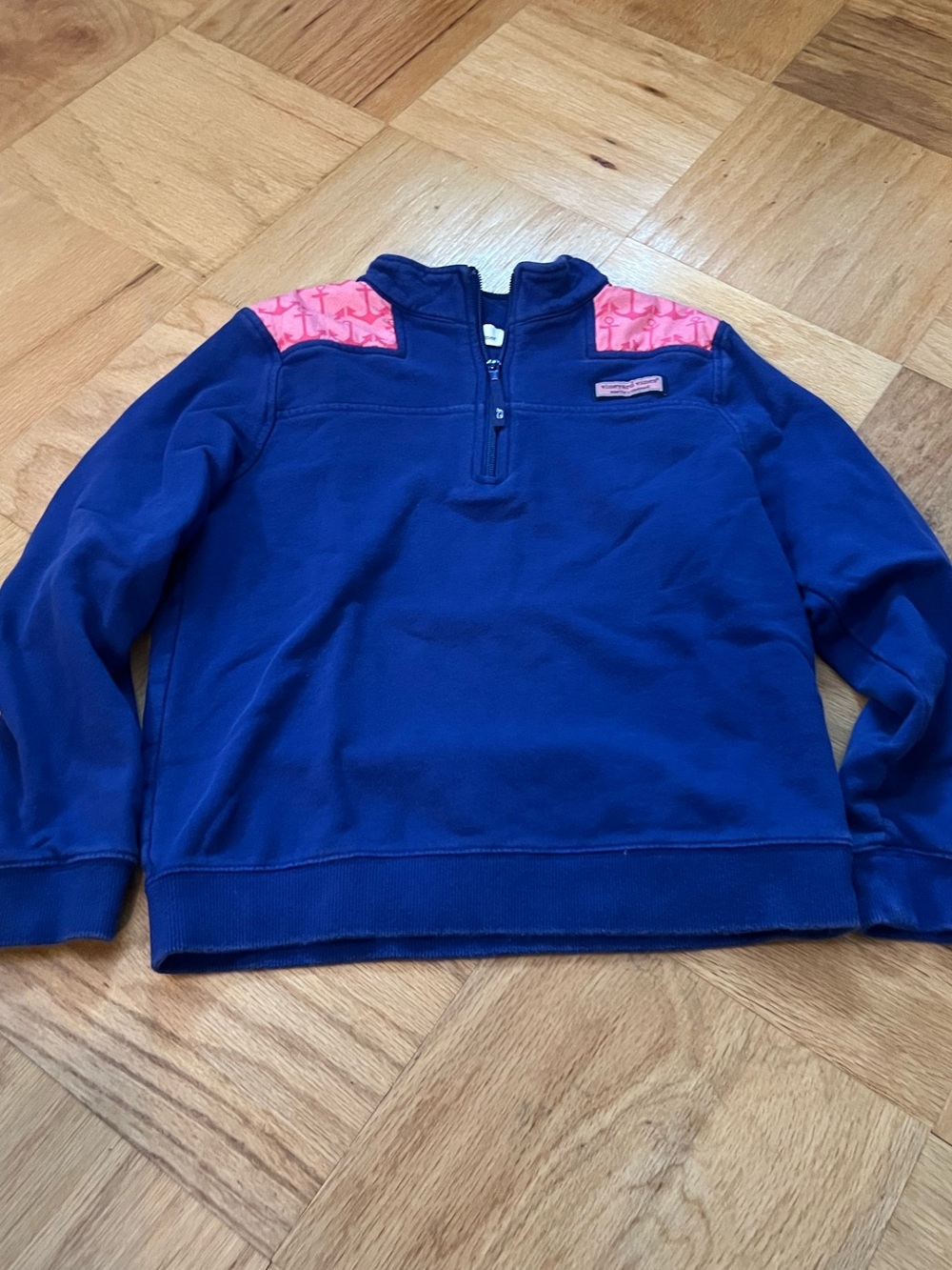 Vineyard Vines Girls Quarter Zip Preppy Blue Sweatshirt Size M 10-12